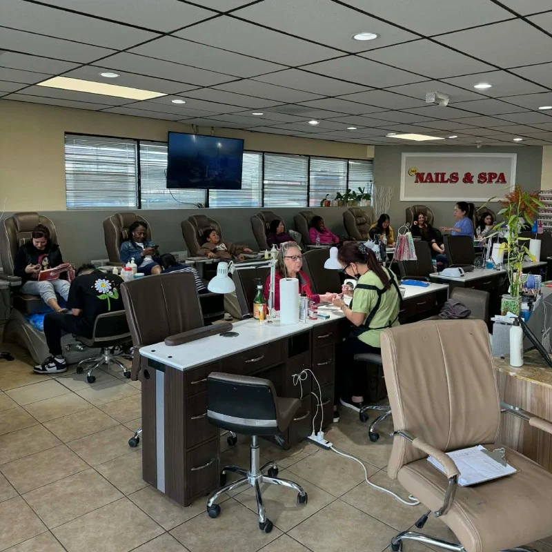 The welcoming manicure area at 360 Nails & Spa