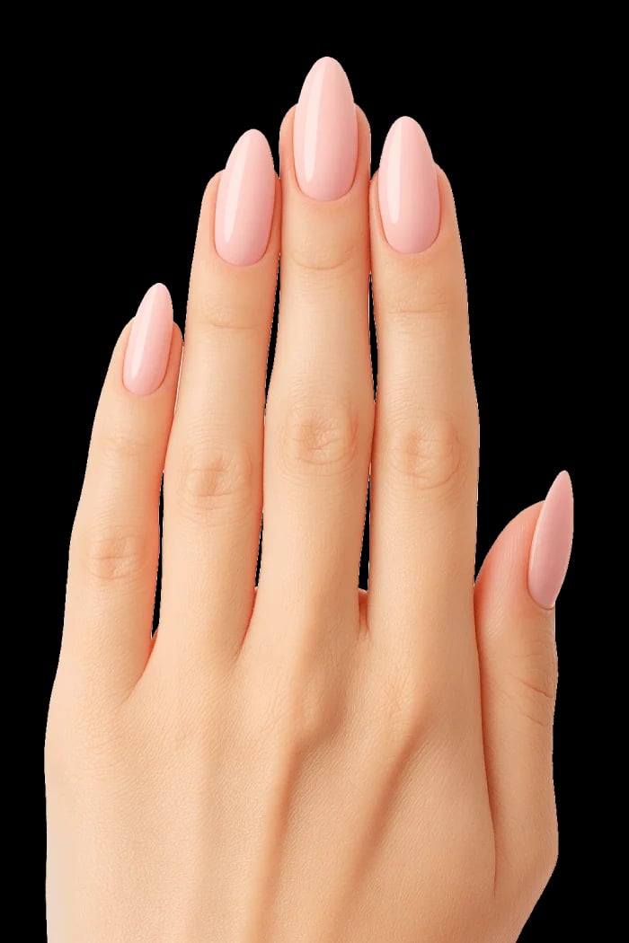 Glossy blush pink nails from the 360 Nails photo collection